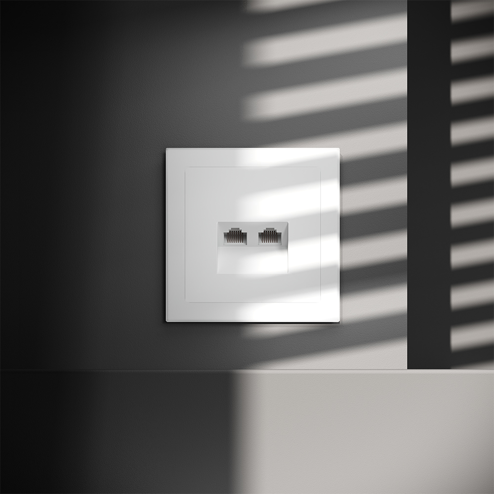 Розетка встраиваемая двойная Ethernet Voltum S70 RJ45+RJ45 Cat.6 Белый матовый VLS060202 — изображение 4