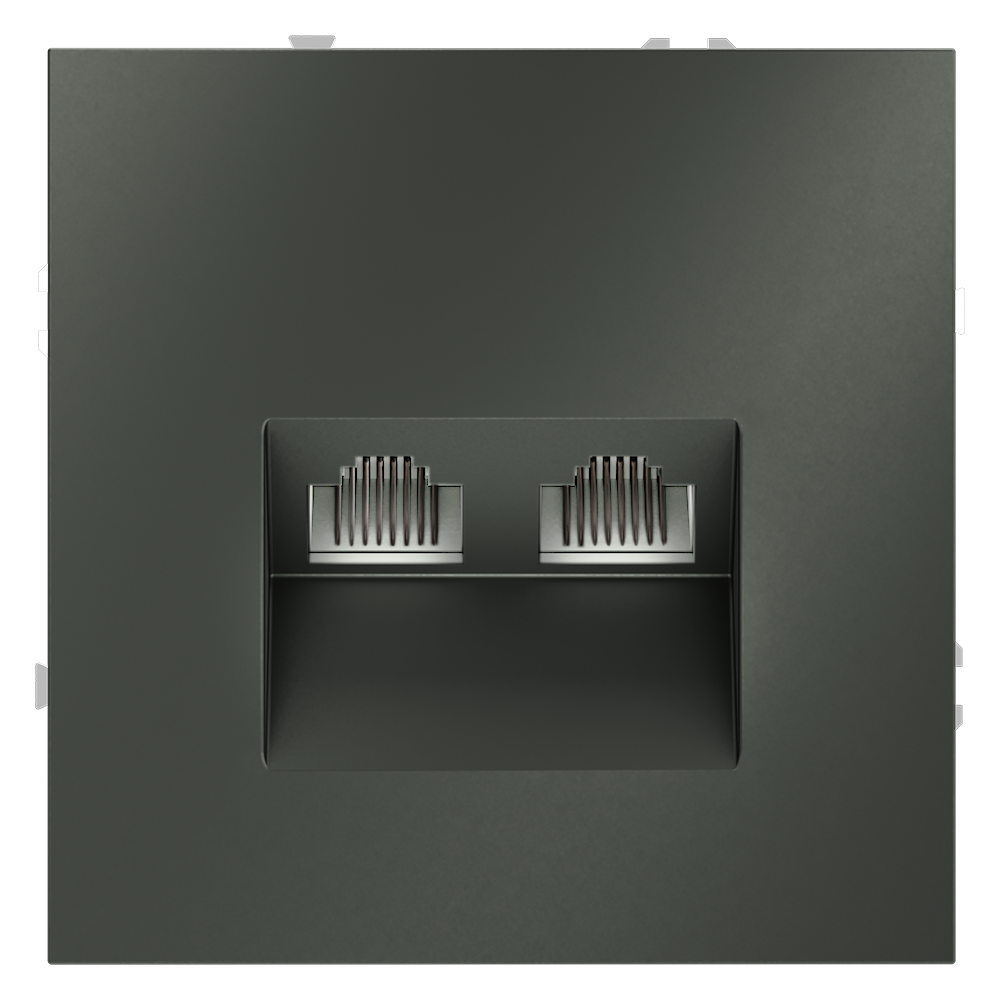 Розетка встраиваемая двойная Ethernet Voltum S70 RJ45+RJ45 Cat.6 Титан VLS060206