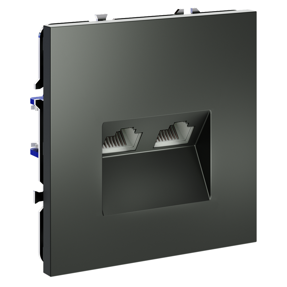 Розетка встраиваемая двойная Ethernet Voltum S70 RJ45+RJ45 Cat.6 Титан VLS060206 — изображение 2