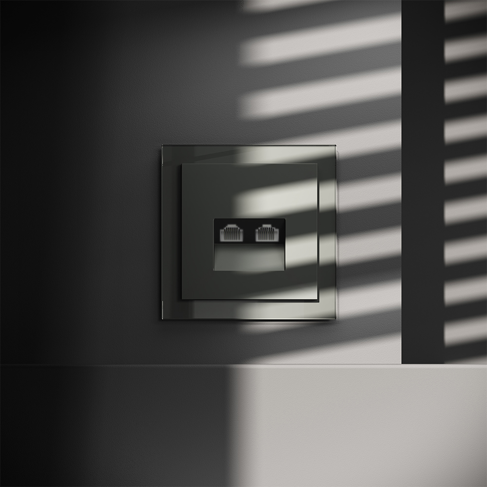 Розетка встраиваемая двойная Ethernet Voltum S70 RJ45+RJ45 Cat.6 Титан VLS060206 — изображение 4