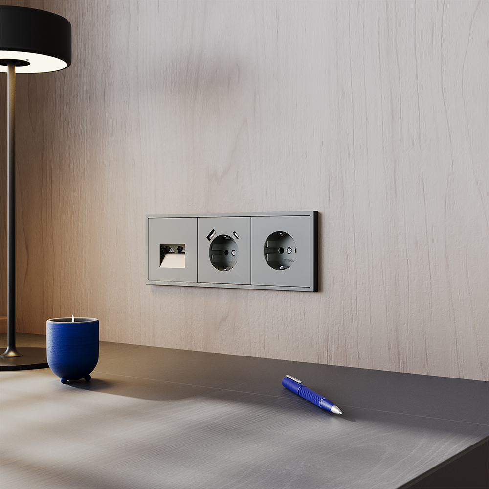 Розетка встраиваемая двойная Ethernet Voltum S70 RJ45+RJ45 Cat.6 Титан VLS060206 — изображение 5