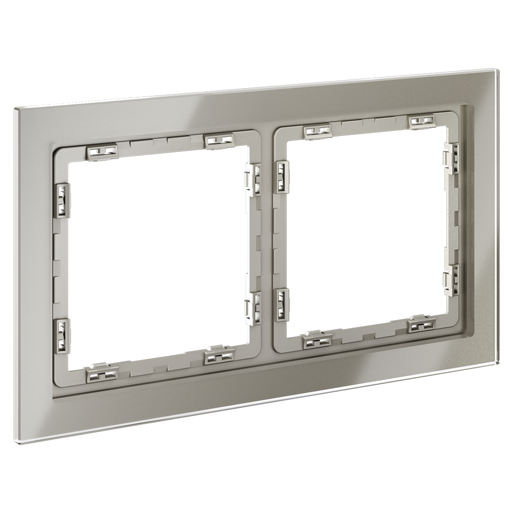 Рамка стеклянная Voltum S70 на 2 поста Шелк глянцевый VLS110204 — изображение 2