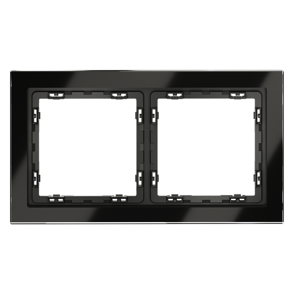 Рамка стеклянная Voltum S70 на 2 поста Черный глянцевый VLS110208